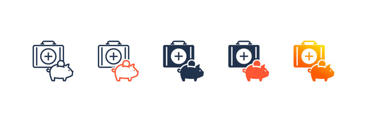 Medical Saving icon set multiple style collection