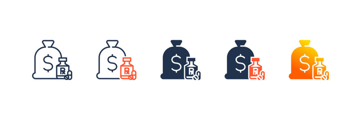 Pharmacy Savings icon set multiple style collection