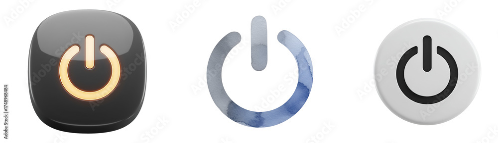 Wall mural power button icon set illustration for website design and mobile apps user interface elements vector