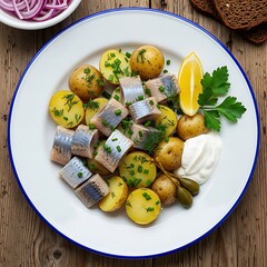Herring with Potatoes and Lemon - A Traditional Scandinavian Dish.
