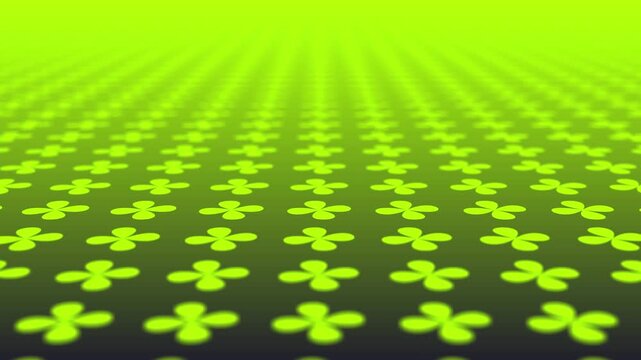 Green neon clover pattern background with glowing effect, perfect for St. Patrick's Day or luck-themed designs.