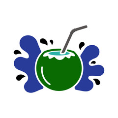 Coconut drink splashing with water on bright summer day, offering a refreshing and tropical vibe. featuring stunning details and textures.