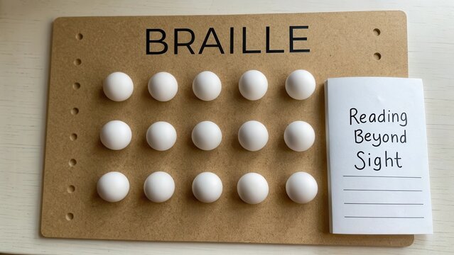 Braille Learning Tool with Tactile Dots and Educational Booklet