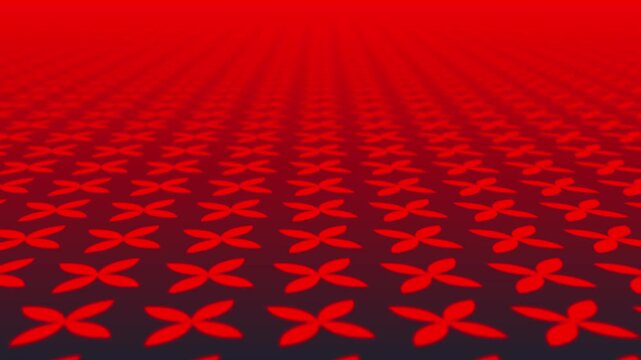 Red abstract floral pattern background with repeating flower motifs.