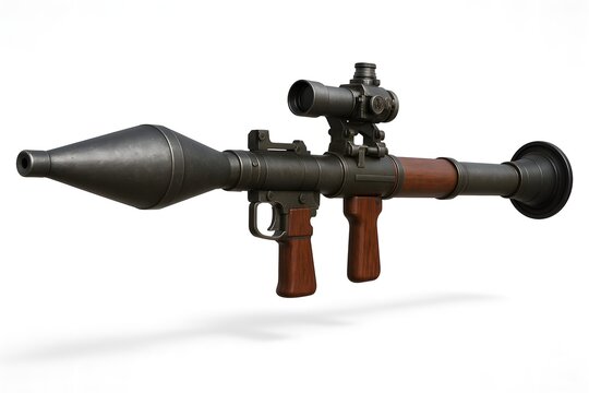 High-Resolution 3D Military RPG-7 Launcher Isolated on White Background