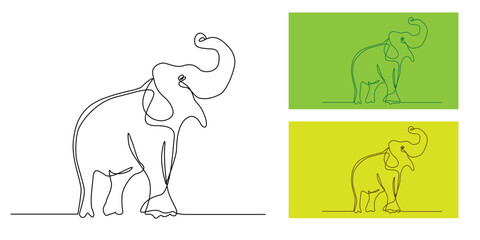 Continuous line illustration of an elephant in minimalist style. One line drawing elephant art, wildlife animal outline for safari, zoo, education, conservation, and modern decorative design