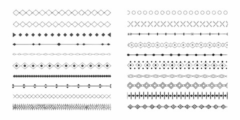 Collection of decorative hand drawn geometric borders and dividers in various styles and patterns