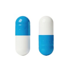 Two capsule pills on isolated on white background