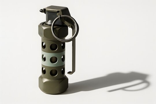 M84 Flashbang Grenade with Dramatic Shadow &ndash; Isolated on White