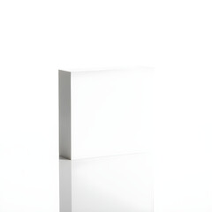 Blank White Square or Cube Box Mockup Standing Vertically on Reflective Surface