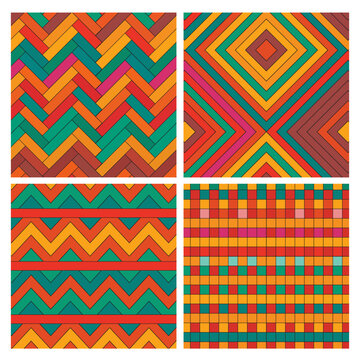 Philippine Banig Pattern Vector Set &ndash; Traditional Woven Mat Designs, Ethnic Geometric Textiles Collection