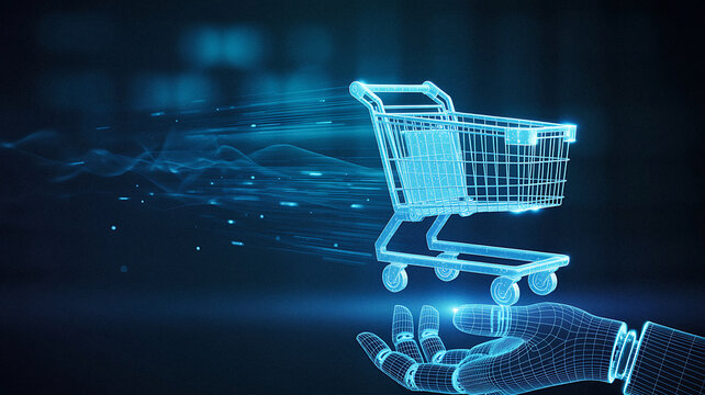 Shopping Cart Online Hand Digital Technology Retail Sales Concept