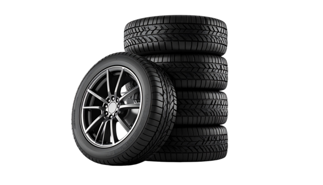 Stack of tires on black background (1)