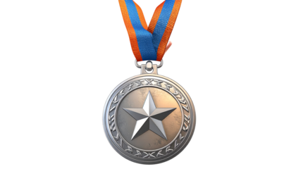 Shiny silver medal with star detail