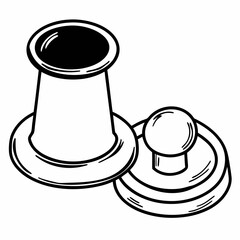 Hand-drawn stamp and ink pad in black and white sketch style  
