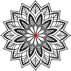 A symmetrical, highly detailed Pop Art Mandala with thick black