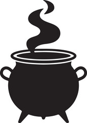 Silhouette of a cauldron glowing with magical energy