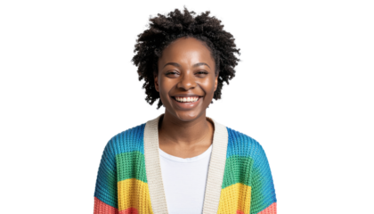 radiant woman exudes pure joy, her smile infectious as she radiates positivity in a moment of genuine happiness. - Isolated On PNG Cut Out Isolated On Transparent and White Background