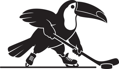 Dynamic Toucan Ice Hockey Player Mascot Silhouette Illustration © Nurani