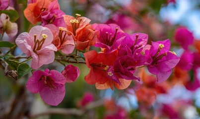 Obraz premium Vibrant Bougainvillea Blossoms - A Colorful Floral Display in Bloom.
