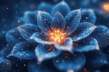 Blue flower with sparkling lights.