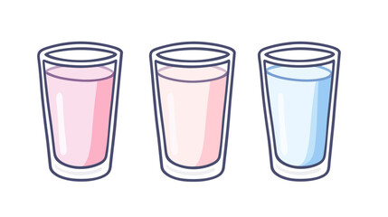Refreshing Line Art Juice Glasses in Pastel Pink and Blue for Graphic Design Inspiration