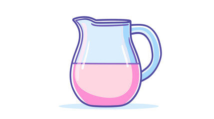 Colorful Glass Pitcher with Pink Liquid, Illustrative Design, Modern Style, Digital Art, Minimalist Aesthetic