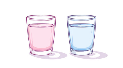 Refreshing Pastel Pink and Light Blue Cold Drinks in Clear Glasses – Summer Vibes, Minimalist Design, Graphic Illustration