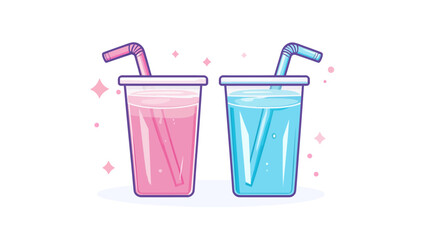 Pink and Cyan Beverages in a Bright, Clean Style