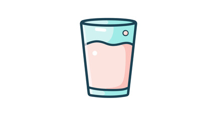Refreshing Soft Pink and Cyan Water Glass Icon Illustrating Hydration in Minimalist Design