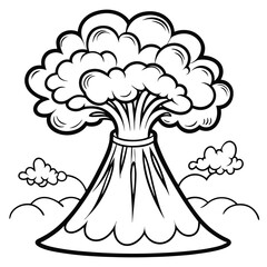 Underwater Volcano Eruption Coloring Page for Kids to Draw