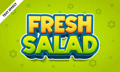 Fresh salad editable text effect, bold 3d cartoon font, healthy food title design