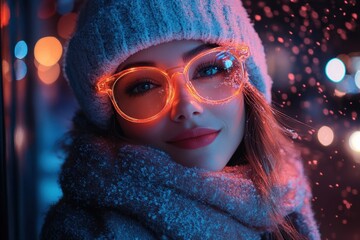 Woman in glasses and scarf.