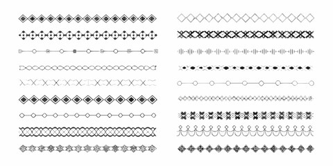 Collection of decorative geometric borders and dividers in black and white for design projects