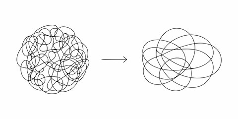 A chaotic tangled mess transforms into a more organized and structured pattern © Rathin