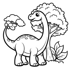 Dinosaur Adventure: Brachiosaurus Reaching for Tall Trees in a Forest