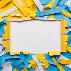 Torn Paper Frame with Colorful Shreds - A Creative Background.