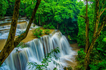 Huay Mae Khamin waterfall in Kanchanaburi province, Thailand.