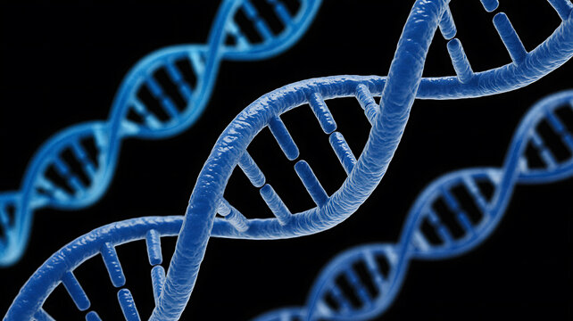 DNA Strands Structure Genetic Code Molecules Life Science Blue 3D Render