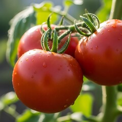 Ripe Tomatoes on the Vine - A Garden Fresh Delight.