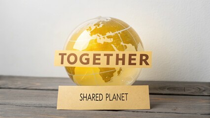 Together shared planet, Glowing Globe Illustration with Yellow Hue and Transparent Features