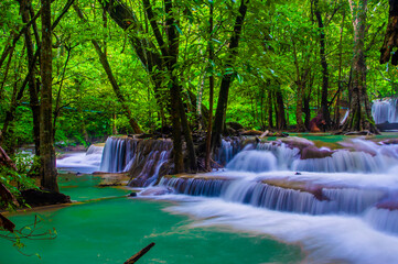 Huay Mae Khamin waterfall in Kanchanaburi province, Thailand.