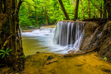Huay Mae Khamin waterfall in Kanchanaburi province, Thailand.