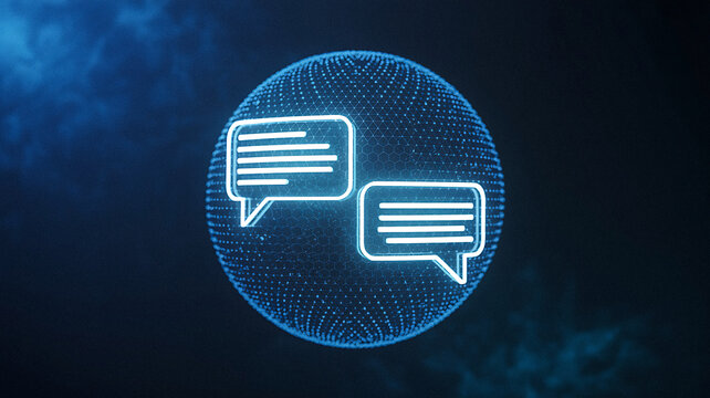 Digital Globe with Chat Icons Representing Online Communication