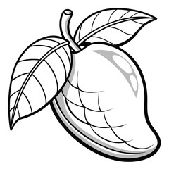 Detailed Coloring Page of a Mango with a Leafy Crown