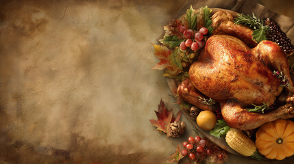 roasted turkey on a wooden table