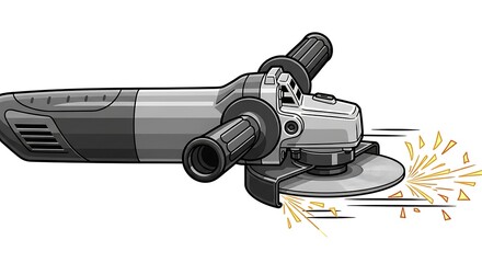 Angle Grinder Illustration - A Powerful Tool in Action.