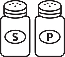 Simple line art illustration of salt and pepper shakers