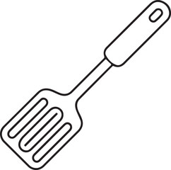 Simple outline drawing of a slotted kitchen spatula utensil
