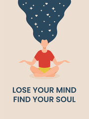 Inspirational poster for mental health and meditation. Quote 